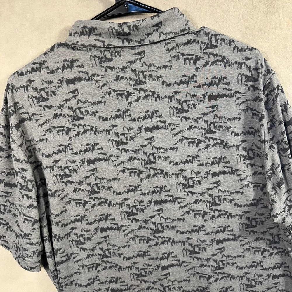 Adidas Polo Shirt Mens L Grey Black Go-To Printed Abstract Golf New MSRP 80